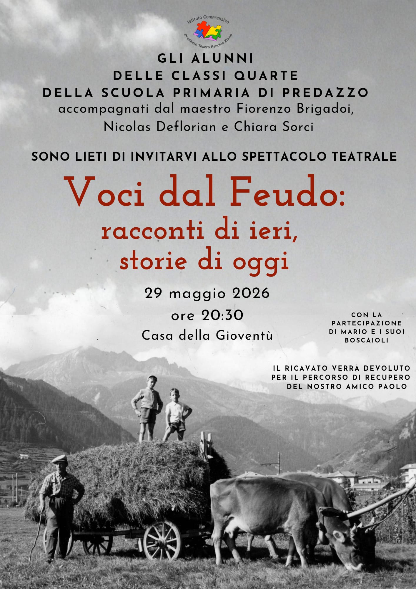 Spettacolo teatrale: “Voci dal Feudo”, classi 4 SP Predazzo